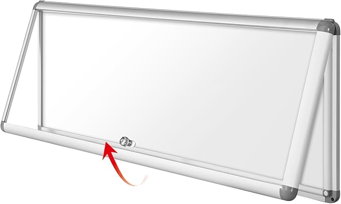 Swansea Lockable Display Cabinet Whiteboard Magnetic Display Cabinet with Aluminium Frame 98 x 36 cm