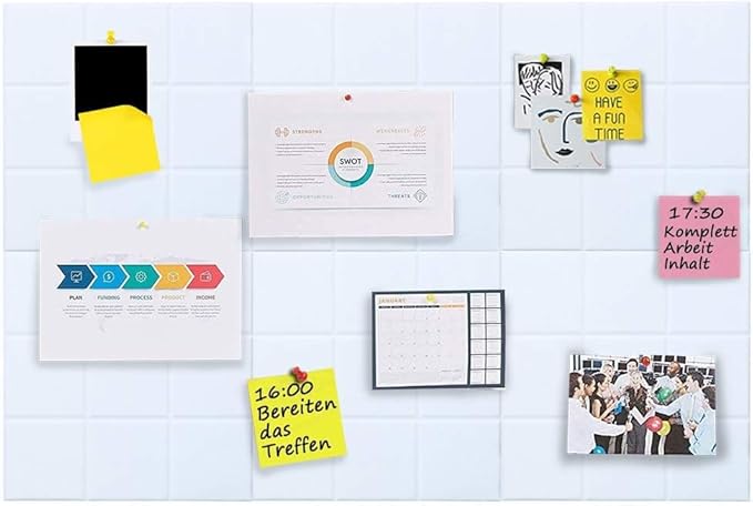 Large Cork Board Felt Board Tiles for Walls with 30 Push Pins, 11.8"x11.8" Pack of 6 Pin Board Notice Boards for Home Office Kitchen, Bulletin Board Wall Tiles for Photos Memos