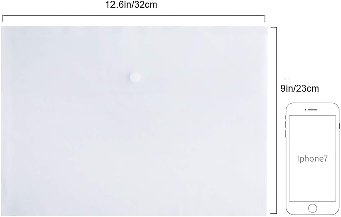 VANRA Poly File Folder Pockets File Jacket Plastic Envelope Flat Document Letter Organizer with Snap Button Closure A4 Letter Size (Pack of 5, Translucent)