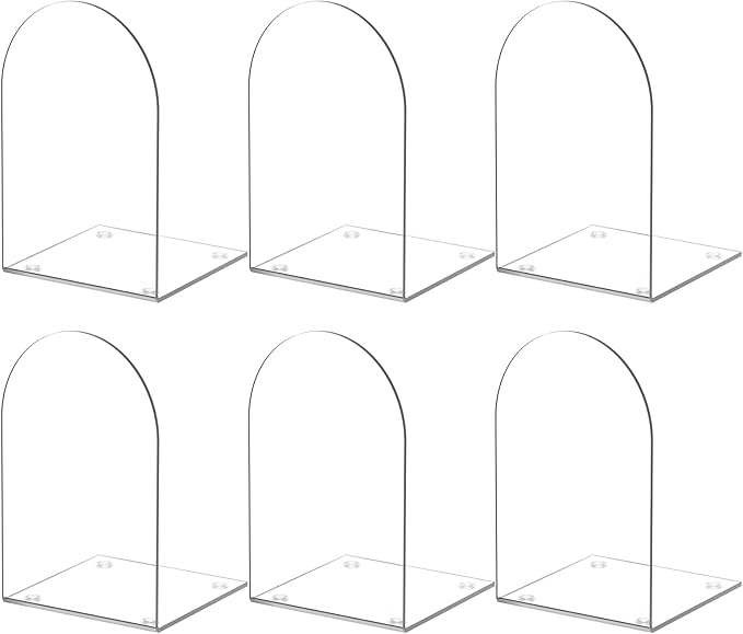 Acrylic Bookends 6 Pieces, Book Ends for Shelves, Clear Bookends for Book Shelves and Desktop Organizer, Transparent Bookends to Hold Books for Home Office Supplies