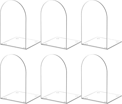 Acrylic Bookends 6 Pieces, Book Ends for Shelves, Clear Bookends for Book Shelves and Desktop Organizer, Transparent Bookends to Hold Books for Home Office Supplies