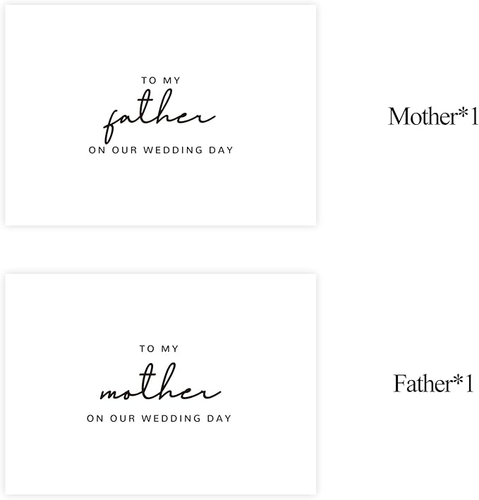 Set of 2 Wedding Day Card for Parents, Parents Of The Bride/Groom Gifts, To My Father On Our Wedding Day, To My Mother On Our Wedding Day.（Father/Mother B）