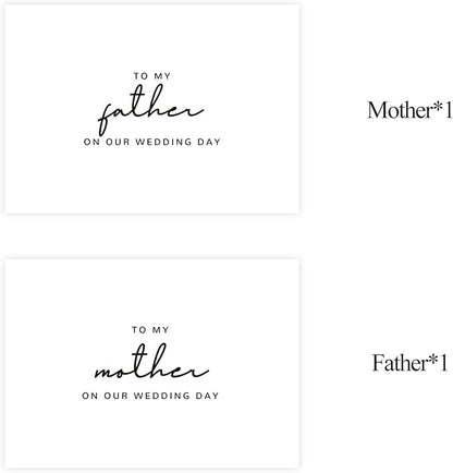 Set of 2 Wedding Day Card for Parents, Parents Of The Bride/Groom Gifts, To My Father On Our Wedding Day, To My Mother On Our Wedding Day.（Father/Mother B）