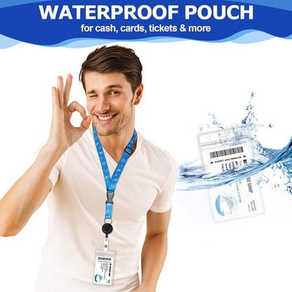 10 Sets Cruise Lanyards Retractable Carnival Adjustable Lanyard with ID Holder Detachable Badge Clip for Cruise Ship Cards(Fresh Style)