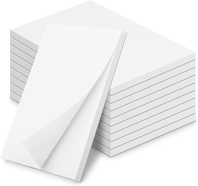 Note Pads 3x5 In, 10 Pack Blank Server Notepad, 50 Sheets Per Scratch Memo Pads for Grocery Shopping To Do Lists, Small White Paper for Writing Quick Notes Work Home Office