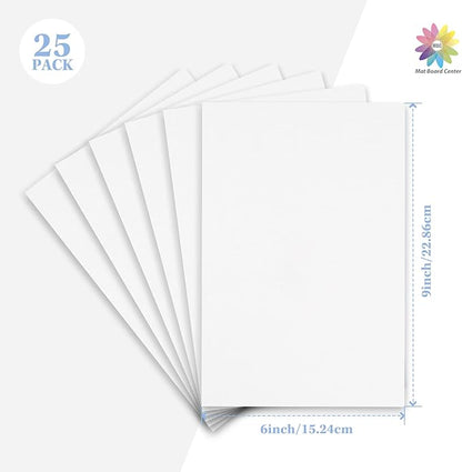 Mat Board Center, 25 pack 6x9 Corrugated Cardboard sheet, 1/8 inch thick, Flat Cardboard Inserts for Mailing, Packaging & Shipping, Cardboard Backing, Craft Card Board (White on one side)