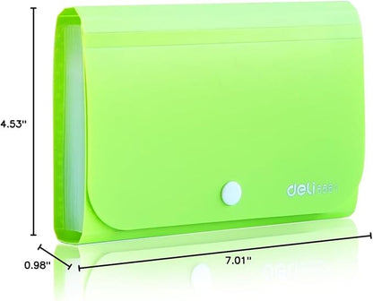Expanding File Folder, Subdivision Accordion File Folder Mini Organizer PP Wallet for Cards,Coupons,Receipt,Tax Item or Changes,7x4.5 Inches,12 Pockets with Tabs and Check Case(Green)