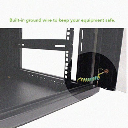 NavePoint 9U Server Cabinet with Hinged Back - 23.6” Deep, 9U Server Rack Enclosure with Locking Glass Door, Wall Mount Rack with Removable Side Panels, 9U Network Cabinet with 2 Fans, Pre-Assembled