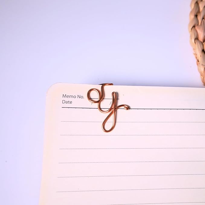 Personalized Initial Copper Bookmark, Set of 5, Handmade Copper Gift for Her, Him, Couple on Birthday, Wedding Anniversary, Alphabet Bookmark (Y)