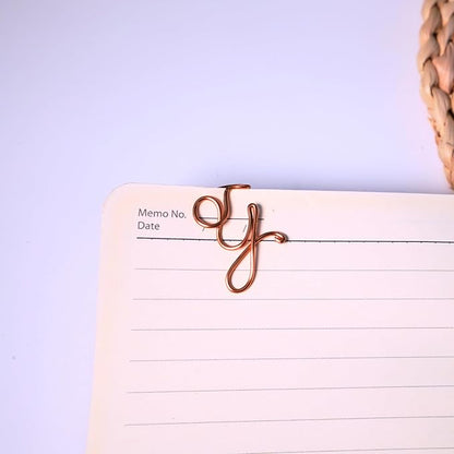 Personalized Initial Copper Bookmark, Set of 5, Handmade Copper Gift for Her, Him, Couple on Birthday, Wedding Anniversary, Alphabet Bookmark (Y)