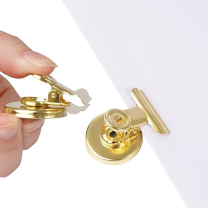 VNDUEEY 20pack Fridge Magnets Refrigerator Magnets, Magnetic Clips Heavy Duty, Detailed Locker List Display Paper Fasteners on Home& Office& Teaching (Gold)