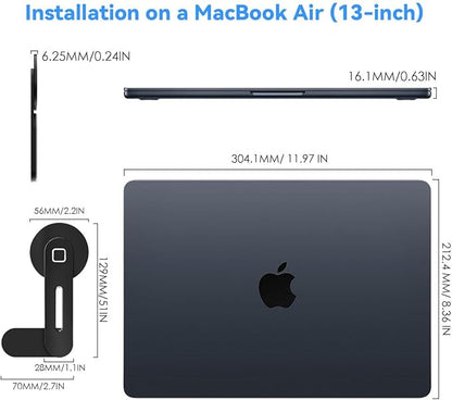 CloudValley Adjustable Laptop Stand, Magnetic Phone Holder, Aluminum Slim Computer Monitor Side Mount Clip for iPhone MagSafe Series & All Phones, Portable Foldable Computer Expansion Bracket, Black