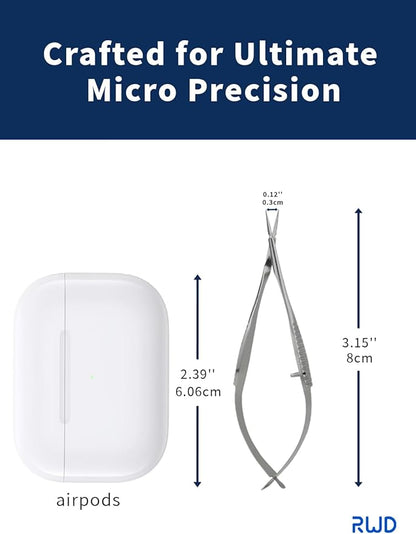 VANNAS Micro Scissors, 3.2" Straight Tapered Tip, Extra Sharp Spring Action Squeeze Scissors for Stitch Cutting, Embroidery, ENT, Eye, Skin, Dental, and Veterinary Surgery (8cm) - S11001-08