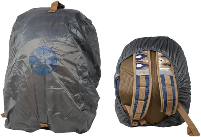 HOOEY Ox 40 Liter Hiking Backpack Rain Cover Hat Strap Laptop Sleeve Hydro Pockets (Navy/Tan)