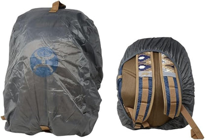 HOOEY Ox 40 Liter Hiking Backpack Rain Cover Hat Strap Laptop Sleeve Hydro Pockets (Navy/Tan)