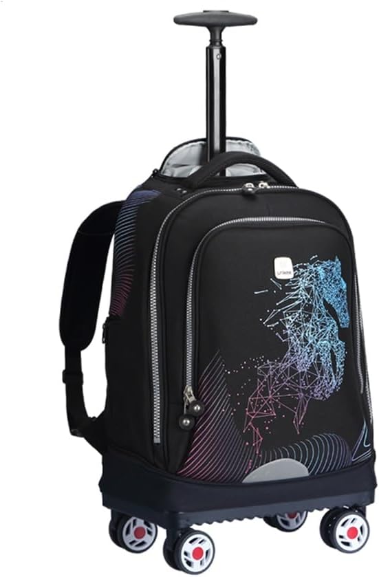 UNIKER Rolling Backpack with Wheels for Travel, Roller Backpack for Women, Wheeled Laptop Bag Fits 15.6 Inch Notebook