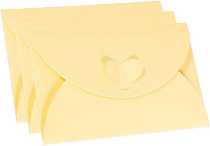 PATIKIL Gift Card Envelopes, 12 Pack Heart Shaped Clasp Small Gift Cards Holder Mini Envelope for Birthdays Weddings, Beige