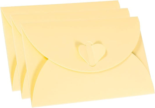 PATIKIL Gift Card Envelopes, 12 Pack Heart Shaped Clasp Small Gift Cards Holder Mini Envelope for Birthdays Weddings, Beige