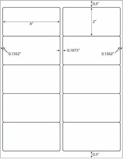 2” x 4” Shipping Address Labels, 5000 Count Adhesive Stickers Labels for Laser/Inkjet Printer, 10 per Page [Paper 8.5" x 11"] Printable Mailing Labels