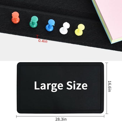 Vuzvuv Black 28"x16" Large Cork Board with 50 Push Pins & Sticky Notes, Self-Adhesive Bulletin Board for Wall, Felt Pin Board for Paste Notes, Photos, Schedules Offices Home