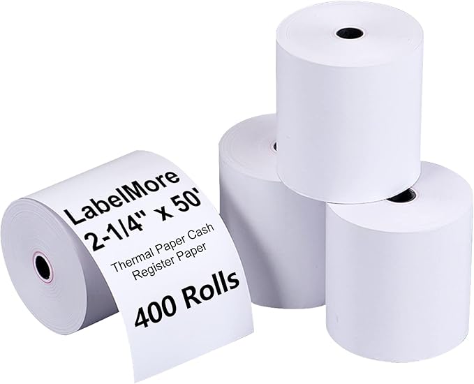 LabelMore 2 1/4" X 50' Thermal Receipt Paper, Credit Card Paper Rolls Thermal, Cash Register Roll, Premium Pos Thermal Printer Paper (400 Rolls)