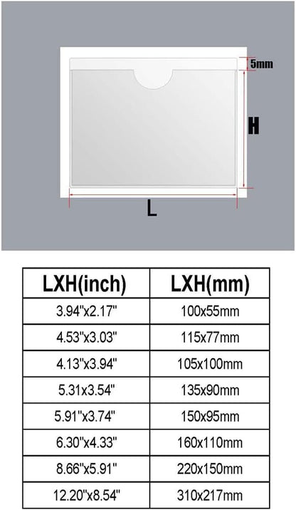 Adhesive Clear Pockets,Self Adhesive Clear Label Pockets Adhesive Card Folder Plastic Pockets Holders Sleeves for Index Cards Planners Cabinet Shelves Photo Cd,10Pieces(150x95mm)