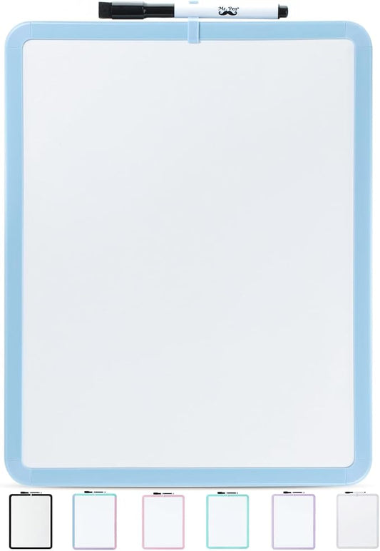 Mr. Pen- Dry Erase Board, 14” x 11” with a Black Dry Erase Marker, Blue Frame, Small White Board for Kids, Students, Small Dry Erase Board, Mini White Board