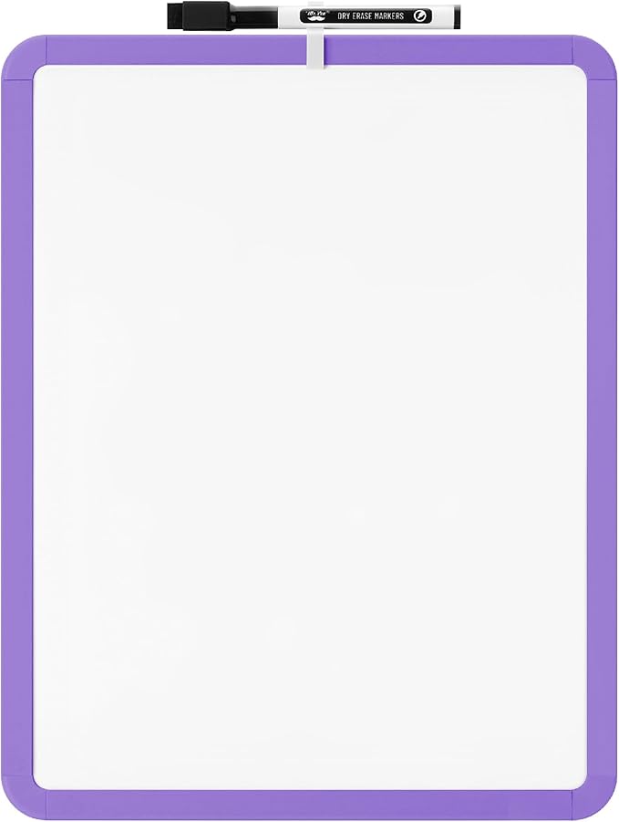 Mr. Pen- Dry Erase Board, 14” x 11” with a Black Dry Erase Marker, Purple Frame, Small White Board, White Board for Kids, White Board for Students, Small Dry Erase Board, Mini White Board