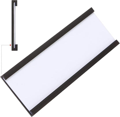 C Channel Magentic Label Holders 2x5.5 Inches with Paper Inserts and Clear Plastic Protectors,Magnetic Data Card Holders File Cabinet Labels,Pack of 50