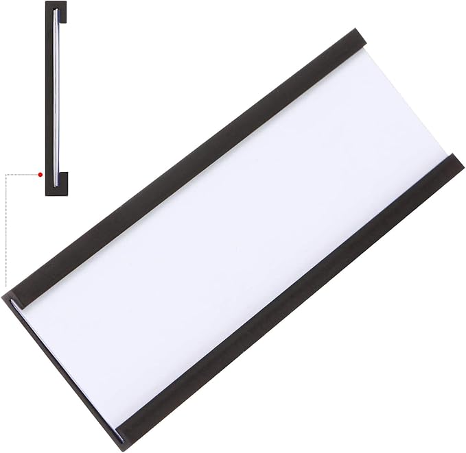 C Channel Magentic Label Holders 0.5x3 Inch with Paper Inserts and Clear Plastic Protectors,Magnetic Data Card Holders File Cabinet Labels,Pack of 50
