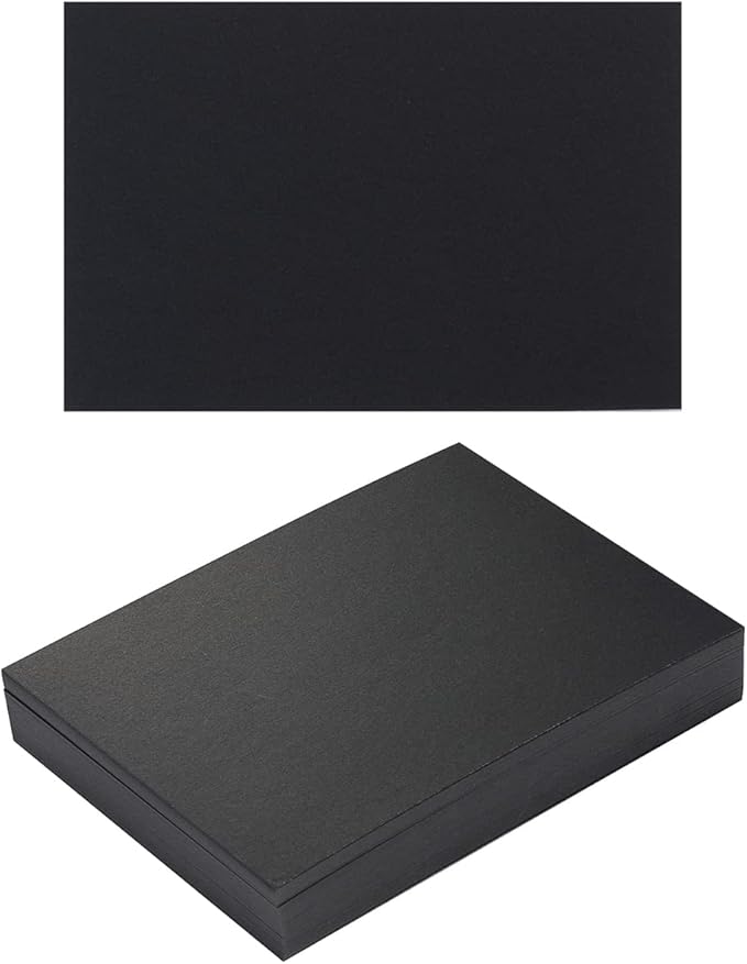 100 Pack Thick Paper Cardstock Blank Heavy Cards Stock for Invitations, Greeting Cards Making, Postcards, Photos, 250GSM Thick Paper (Black, 4x6 inches)