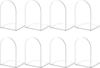 Acrylic Bookends 8 Pieces, Book Ends for Shelves, Clear Bookends for Book Shelves and Desktop Organizer, Transparent Bookends to Hold Books for Home Office Supplies