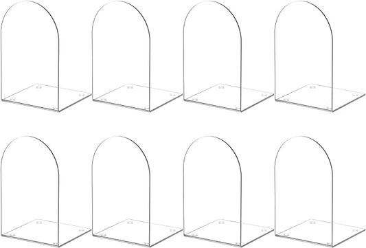 Acrylic Bookends 8 Pieces, Book Ends for Shelves, Clear Bookends for Book Shelves and Desktop Organizer, Transparent Bookends to Hold Books for Home Office Supplies
