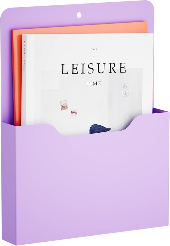 Magnetic File Holder - Magnetic Paper Holder, Pocket Organizer Office Supplies Storage Mail Organizer for Notebooks,Planners,Letter (Purple)