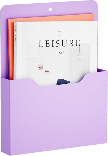 Magnetic File Holder - Magnetic Paper Holder, Pocket Organizer Office Supplies Storage Mail Organizer for Notebooks,Planners,Letter (Purple)