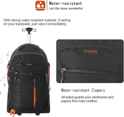 22 Inches Large Wheeled Rolling Laptop Backpack for Business and Travel Wheeled Adult Laptop Backpack