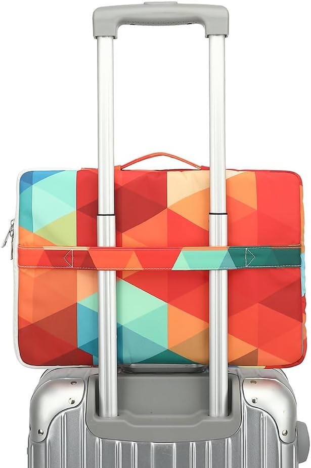 canvaslife 360° Protective Laptop Sleeve Case Bag with 3 Pockets for 14 inch Dell HP Lenovo Laptop and MacBook Pro 14 inch,Surface Laptop 14.4 inch (Rainbow peacock)