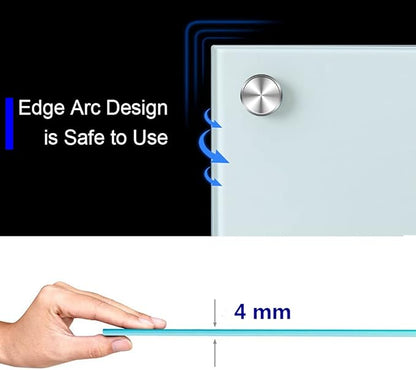 Glass Whiteboard Frameless Tempered Glass Dry Erase Board with Marker Tray for Interactive Office, Wall Mounted Frosted Glass Whiteboard, White, 60" x 40"