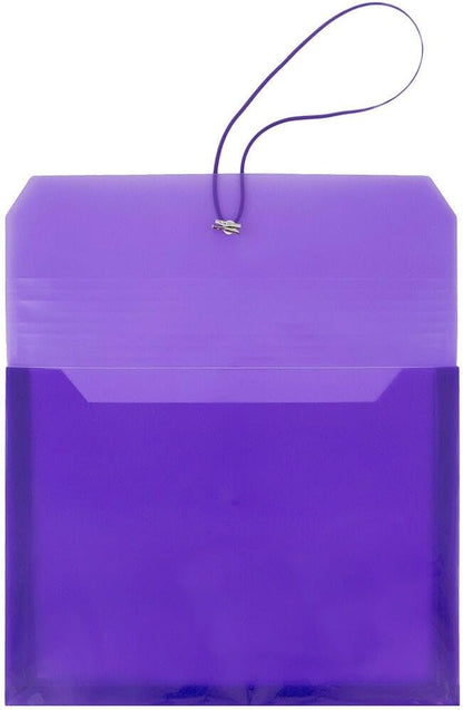 JAM PAPER Plastic Expansion Envelopes with Elastic Band Closure - Letter Booklet - 9 3/4 x 13 with 2.5 Inch Expansion - Purple - 3/Pack