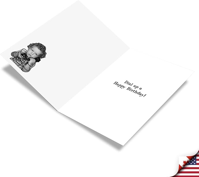 NobleWorks - Humorous Birthday Greeting Card with 5 x 7 Inch Envelope (1 Card) Bday Telephone Cord C2385BDG