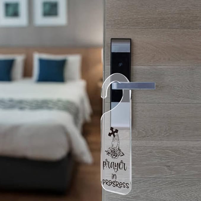 Do Not Disturb Door Sign Engraved Acrylic Hanger Handle Home Decor Acrylic Banner Acrylic Hanging Sign Door Plaque Handmade Office Hanging Sign Prayer In Progress