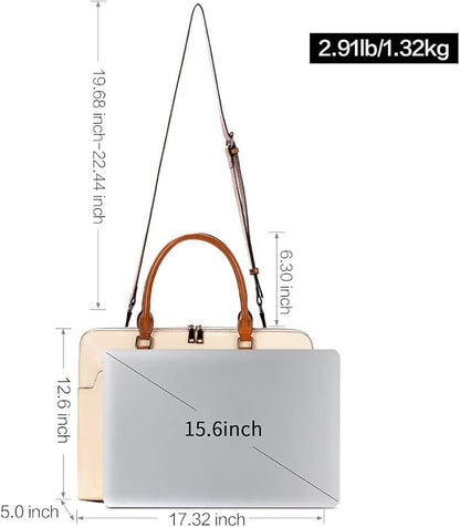 CLUCI Leather Briefcase for Women 15.6 Inch Laptop Business Vintage Slim Ladies Shoulder Bag