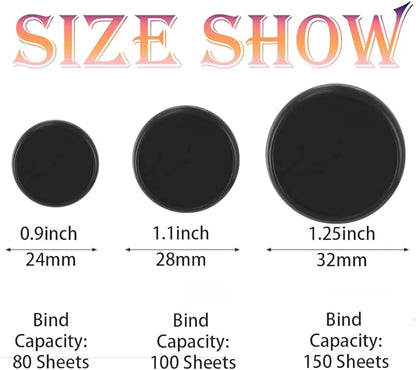100PCS Discbound Notebook Accessories Expansion Planner Discs Binder Rings Loose-Leaf Plastic Book Binding Disc(Black,1.25"(32 mm)