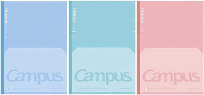 KOKUYO Campus Composition Kimochii Notebook, 3 Pack Feels Flat Semi-B5 Comp Book, Green Pink Blue, Dot B 6mm Ruled, 30 Sheets Lined Journal Notebook for School Note Taking. Japan Import (NO-FL3CBTX3)