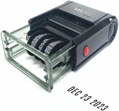 Self Inking Date Stamp with Month, Day, Year - Easy to Use & Adjust, Rubber Head, Sturdy ABS, Uniform Print, 10 Years of Dates, Refillable (Black)
