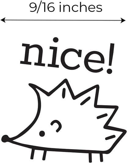 Nice! Hedgehog Stamp / 2000 Plus Self Inking Teacher Stamp/Black Imprint Stamper/School Worksheet Stamp