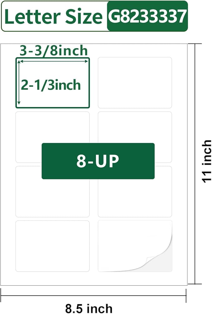 Printable Name Tags Self Adhesive White Matte,2-1/3”×3-3/8”,40 Sheets,8-UP, Name Tag Labels for Laser/Inkjet Printers,Blank Name Tag Stickers,Name Badge Labels Stickers, Letter Size