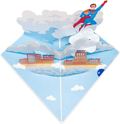 Happy Fathers Day Pop Up Card, Handcrafted 3D Super Dad Greeting Cards from Wife, Daughter, Son, Kids for Father, Husband, Grandfather, All Occasion.