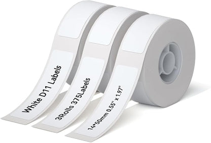 NIIMBOT D110 Label Maker Tape Adhesive White Label Paper 0.55" X 1.97" (14 X 50mm) 130 Labels/Roll, Compatible for NIIMBOT D11 D110 Label Printer, Thermal Paper Black on White, 3-Roll