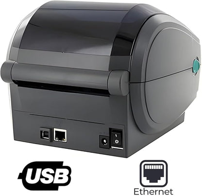 Zebra GK420d Direct Thermal Label Printer Bundle - Includes Zebra Barcode Label Thermal Printer, USB-B Cable and Cleaning Cloth - Monochrome Desktop Printer for USPS, Ethernet Connectivity (Renewed)